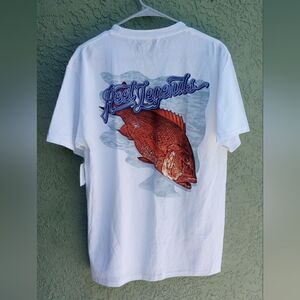NWT REEL LEGENDS Florida Red Fish Snapper White 100% Cotton T-Shirt Size Medium